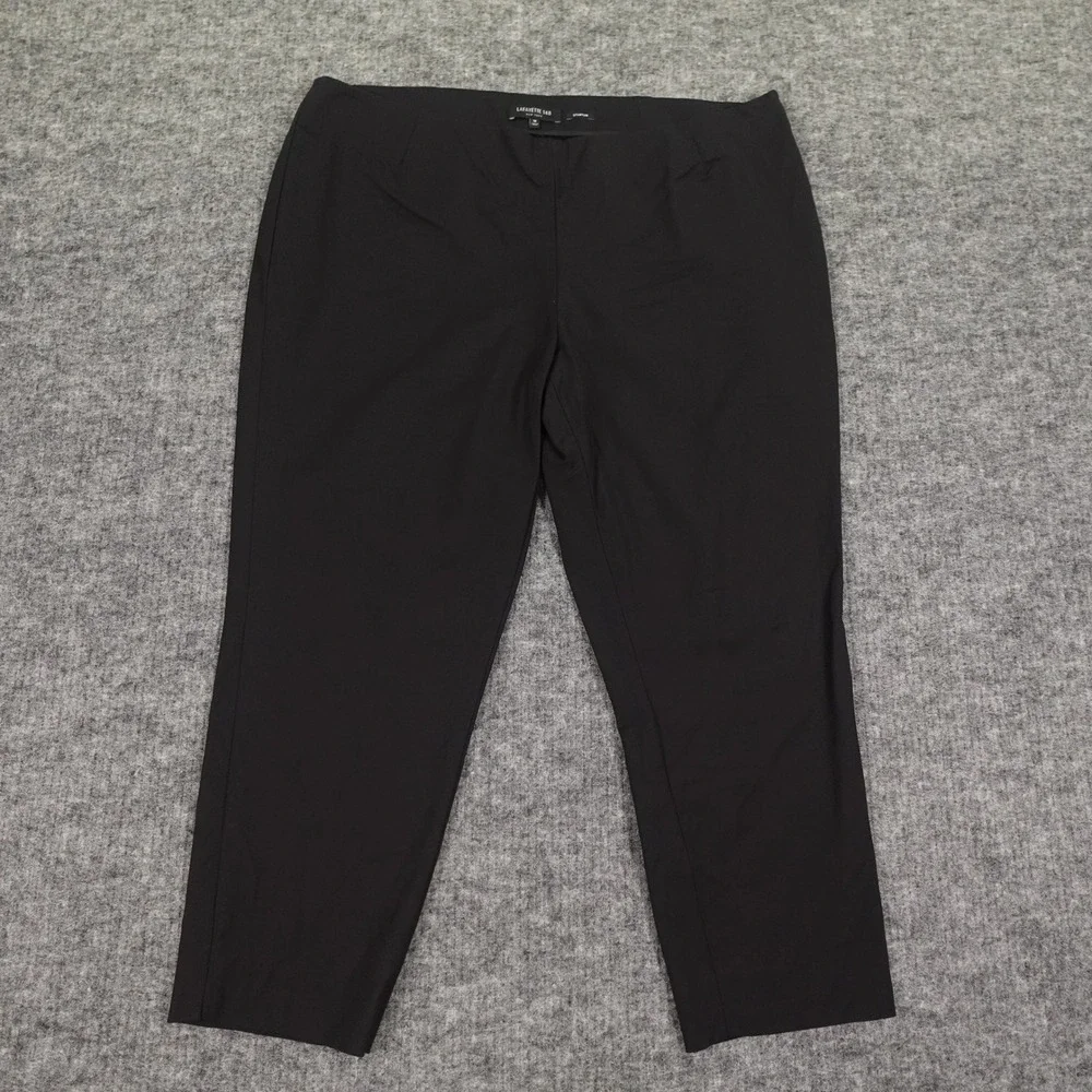 Lafayette 148 Stanton Pants Womens 16 Black Slim Tapered Stretch Cotton